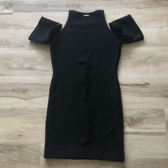 Michael Kors Black Bodycon Mini Dress Cold Shoulder - Picture 5 of 8